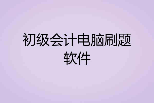 初级会计电脑刷题软件