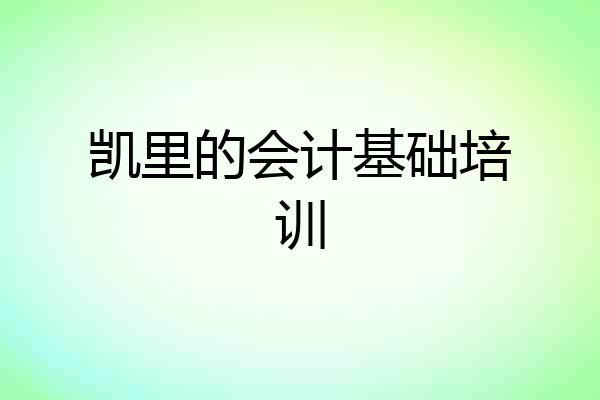 凯里的会计基础培训