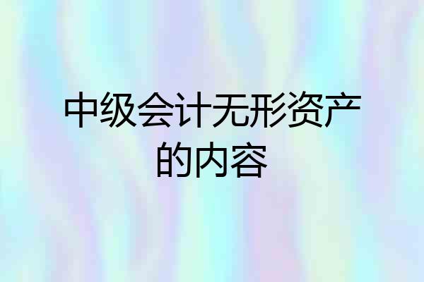 中级会计无形资产的内容