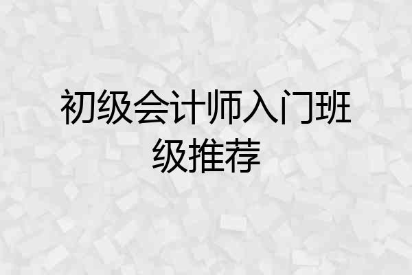 初级会计师入门班级推荐