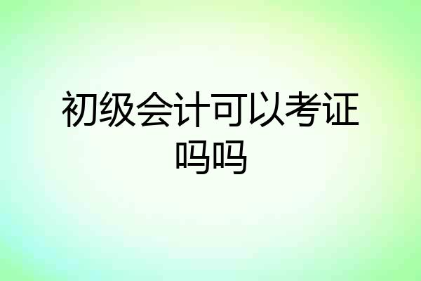 初级会计可以考证吗吗