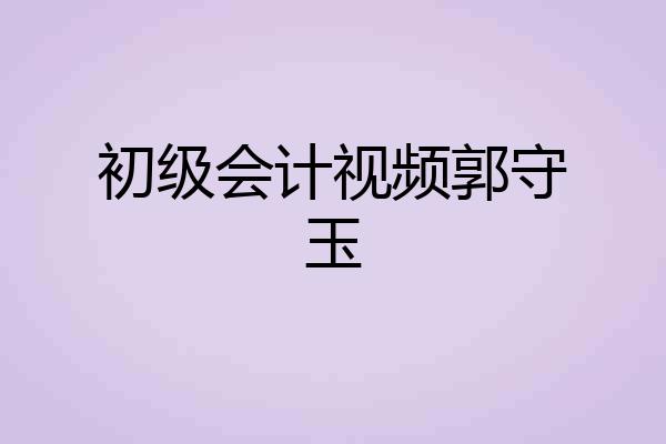 初级会计视频郭守玉