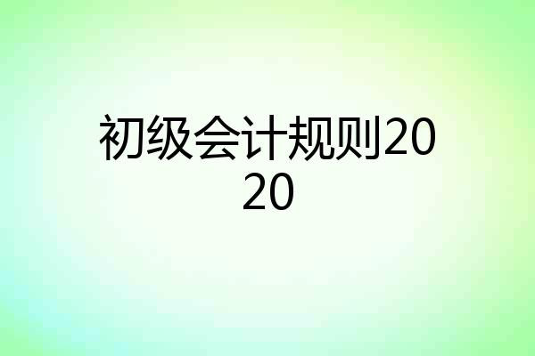 初级会计规则2020