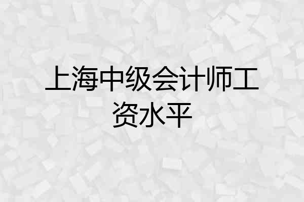 上海中级会计师工资水平