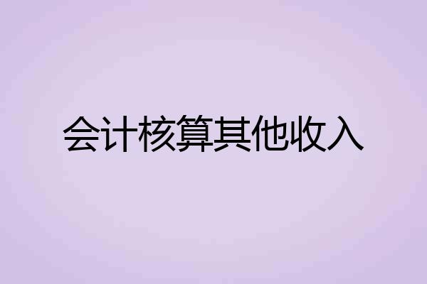 会计核算其他收入