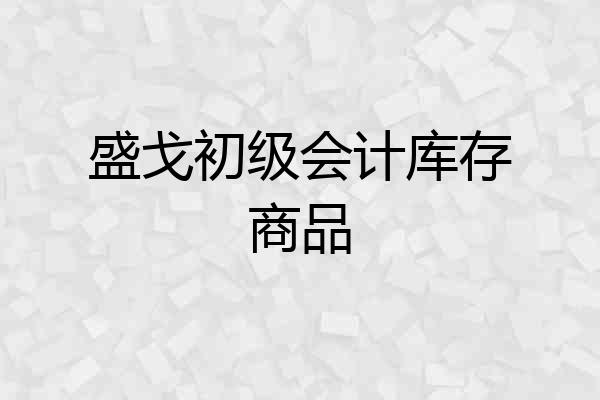 盛戈初级会计库存商品