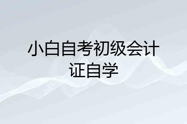 小白自考初级会计证自学