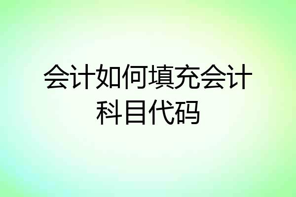 会计如何填充会计科目代码