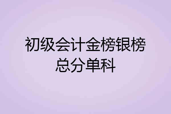 初级会计金榜银榜总分单科