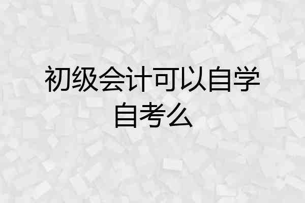 初级会计可以自学自考么