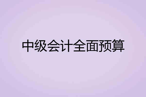 中级会计全面预算
