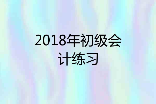 2018年初级会计练习