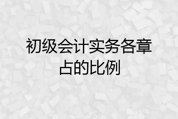初级会计实务各章占的比例