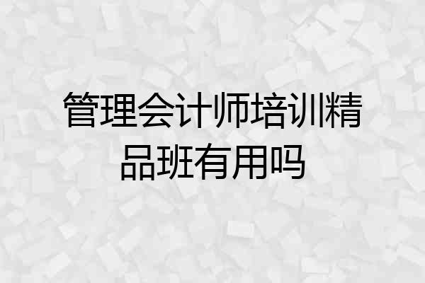 管理会计师培训精品班有用吗