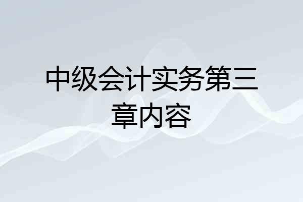 中级会计实务第三章内容