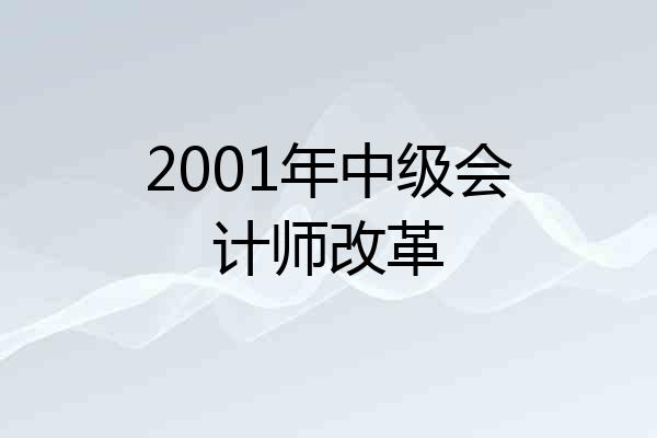 2001年中级会计师改革