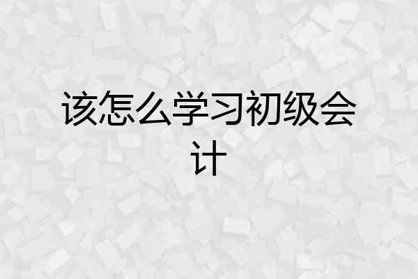 该怎么学习初级会计