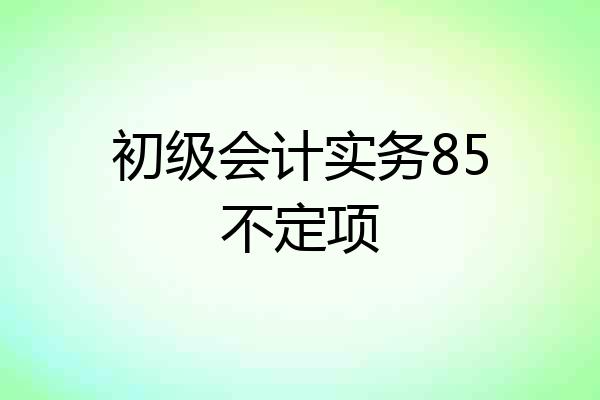 初级会计实务85不定项