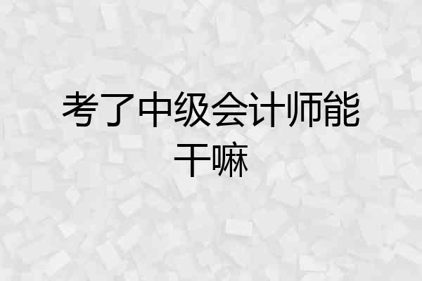 考了中级会计师能干嘛