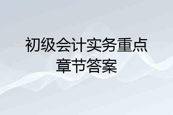 初级会计实务重点章节答案