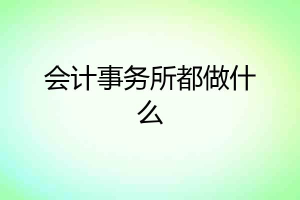 会计事务所都做什么