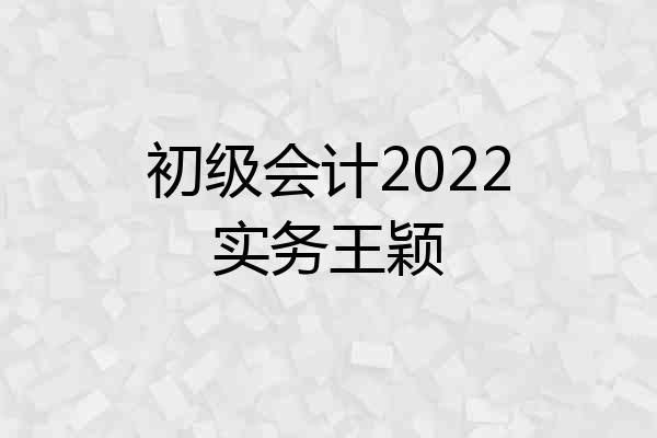 初级会计2022实务王颖