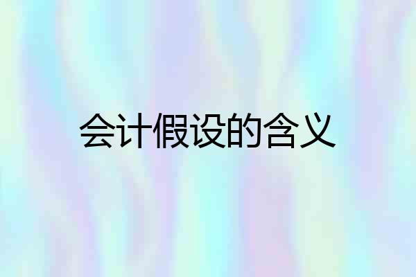 会计假设的含义
