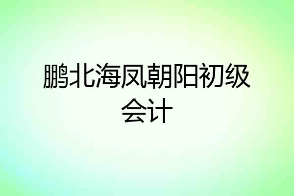 鹏北海凤朝阳初级会计
