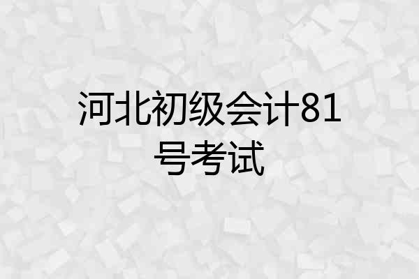 河北初级会计81号考试