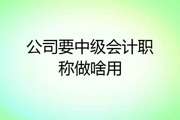 公司要中级会计职称做啥用