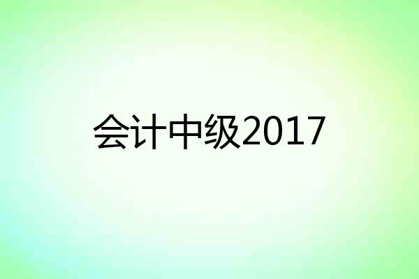会计中级2017