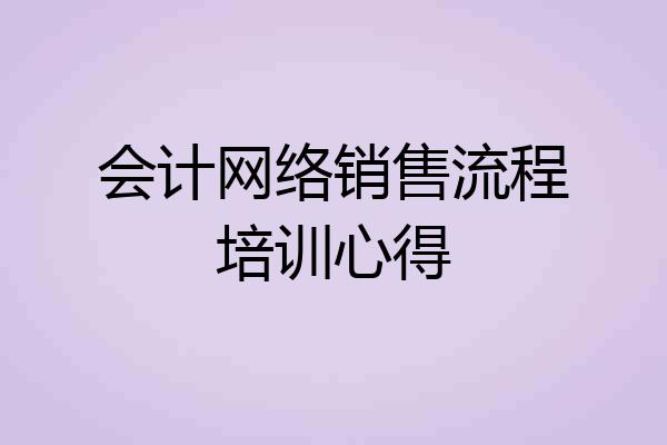 会计网络销售流程培训心得