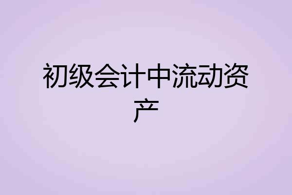 初级会计中流动资产