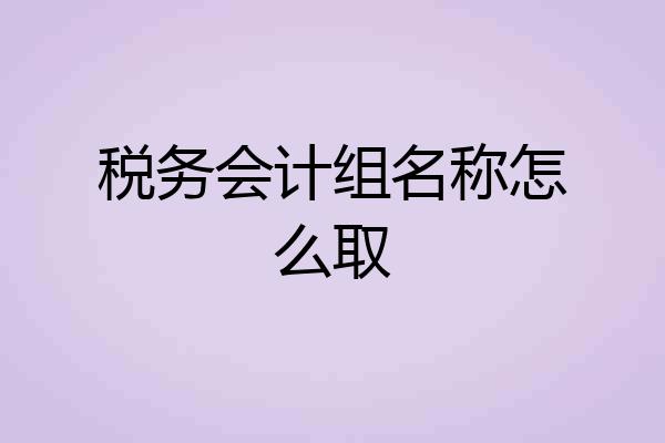 税务会计组名称怎么取