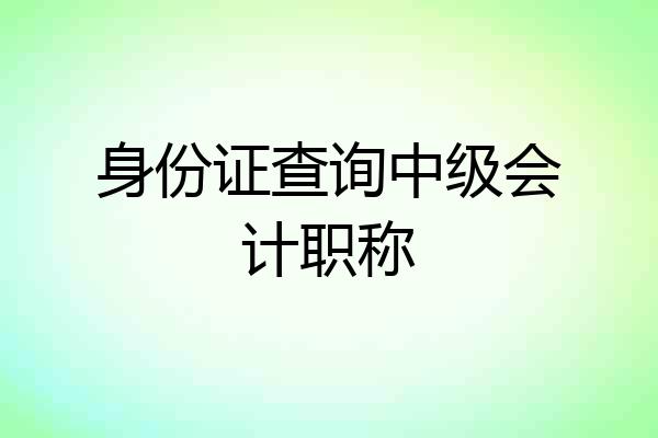 身份证查询中级会计职称
