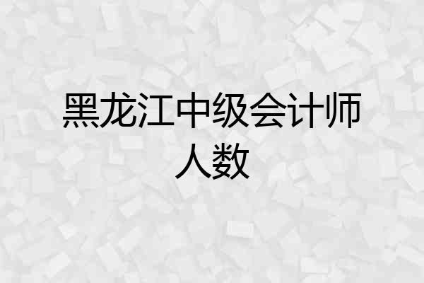 黑龙江中级会计师人数