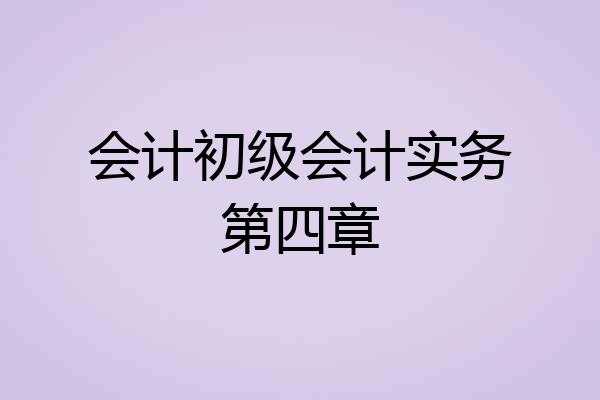 会计初级会计实务第四章