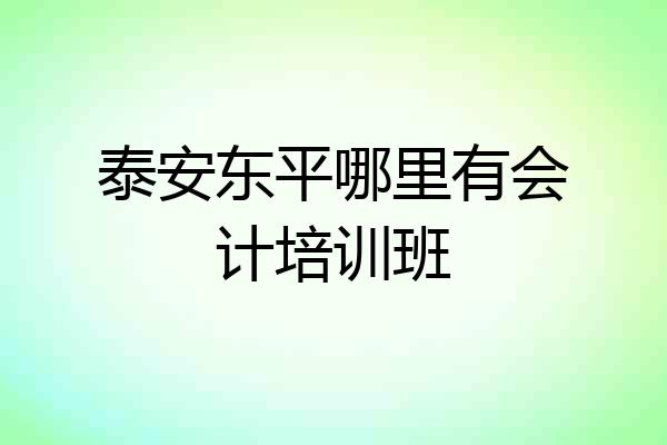 泰安东平哪里有会计培训班