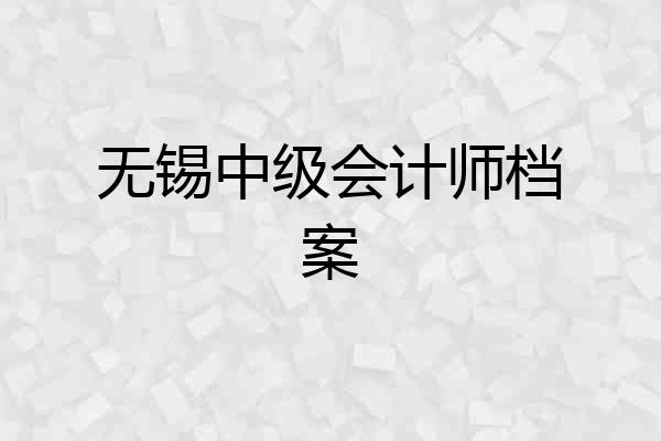 无锡中级会计师档案