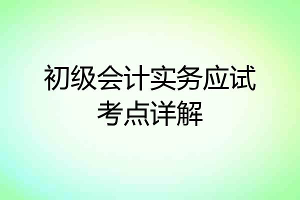 初级会计实务应试考点详解