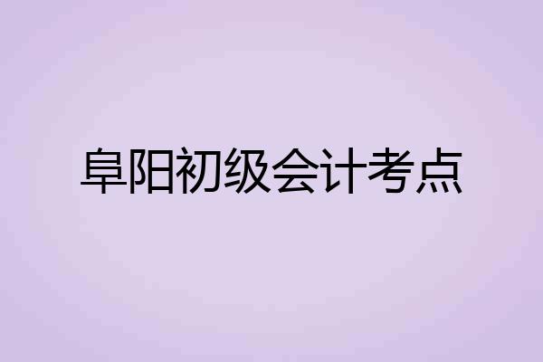 阜阳初级会计考点