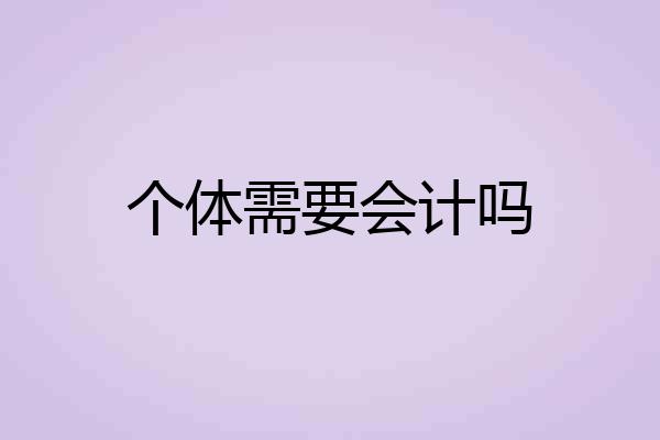 个体需要会计吗