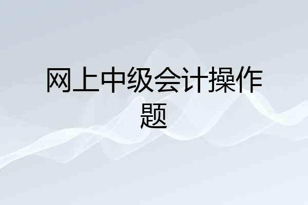 网上中级会计操作题