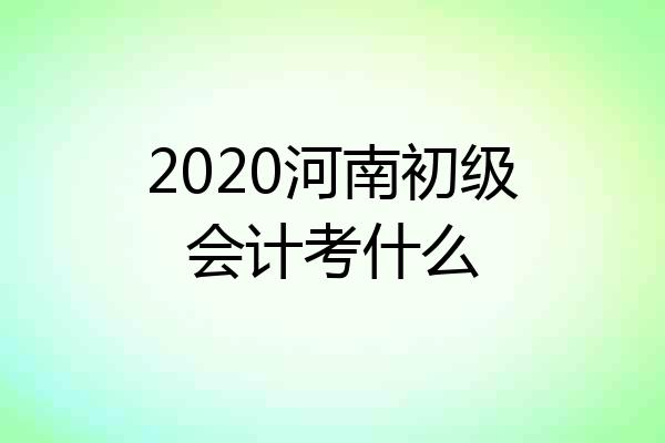 2020河南初级会计考什么