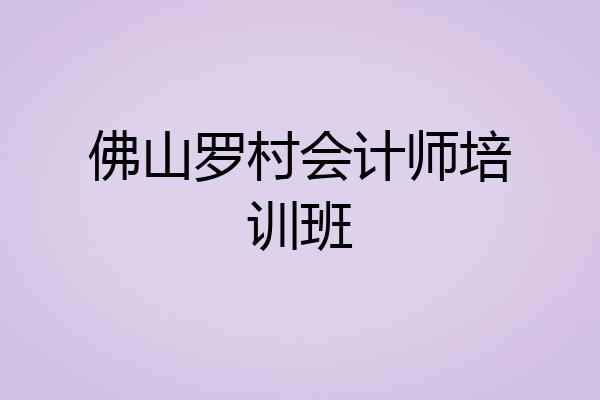 佛山罗村会计师培训班