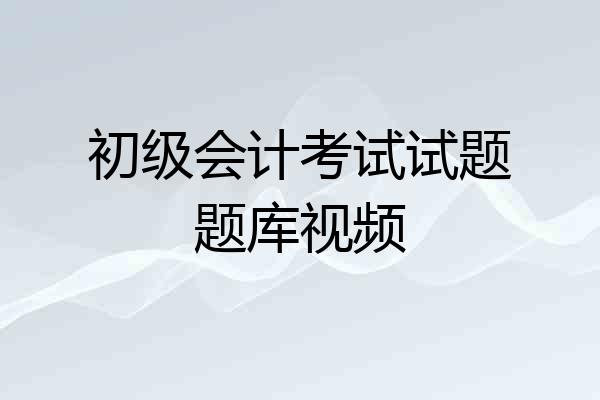 初级会计考试试题题库视频