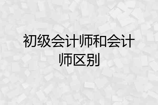 初级会计师和会计师区别