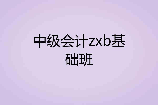 中级会计zxb基础班