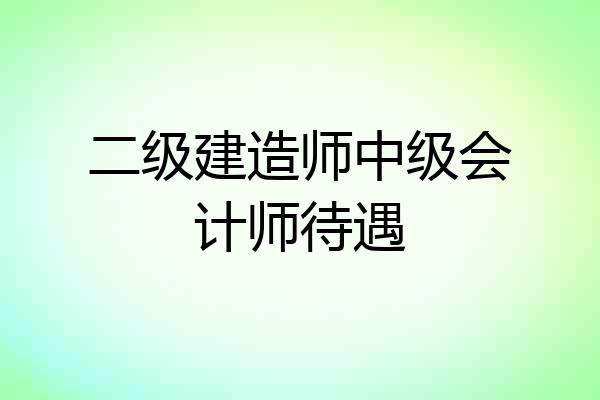 二级建造师中级会计师待遇