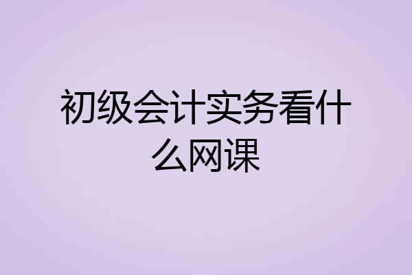 初级会计实务看什么网课